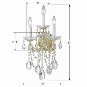 Maria Theresa Three Light Wall Sconce (4423-GD-CL-MWP) Maria Theresa Three Light Wall Sconce (4423-GD-CL-MWP)