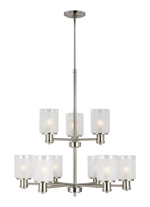 Generation Lighting - 3139809EN3-962 - Nine Light Chandelier - Norwood - Brushed Nickel Generation Lighting - 3139809EN3-962 - Nine Light Chandelier - Norwood - Brushed Nickel
