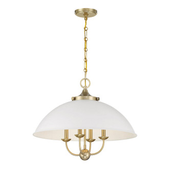 Savoy House - 7-1725-4-142 - Four Light Pendant - Monterey - White and Warm Brass Savoy House - 7-1725-4-142 - Four Light Pendant - Monterey - White and Warm Brass
