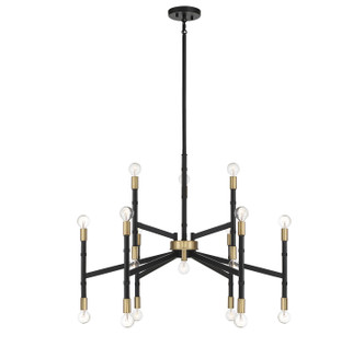 Lighting One E - V6-L1-5611-18-143 - 18 Light Chandelier - Rossi - Matte Black w/ Warm Brass