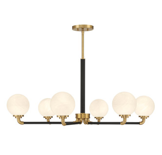 Lighting One E - V6-L1-9606-6-143 - Six Light Chandelier - Dresden - Matte Black w/ Warm Brass
