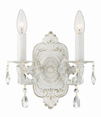 Crystorama - 5022-AW-CL-SAQ - Two Light Wall Sconce - Paris Market - Antique White Crystorama - 5022-AW-CL-SAQ - Two Light Wall Sconce - Paris Market - Antique White