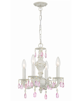Crystorama - 5024-AW-RO-MWP - Four Light Mini Chandelier - Paris Market - Antique White Crystorama - 5024-AW-RO-MWP - Four Light Mini Chandelier - Paris Market - Antique White