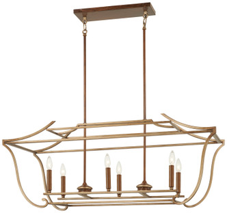 Metropolitan - N6556-690 - Six Light Island Pendant - Magnolia Manor - Pale Gold w/Distressed Bronze