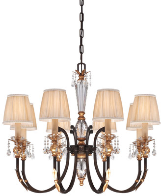 Metropolitan - N6648-258B - Eight Light Chandelier - Bella Cristallo - French Bronze w/Gold Leaf Highlights