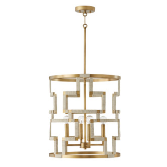 Capital Lighting - 541041NL - Four Light Foyer - Hala - Bleached Natural Jute and Patinaed Brass Capital Lighting - 541041NL - Four Light Foyer - Hala - Bleached Natural Jute and Patinaed Brass