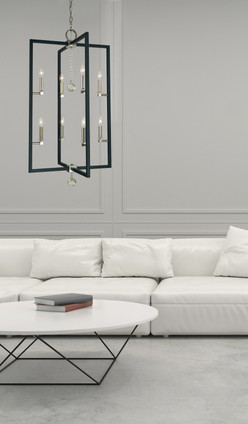 Minimalist Elegant Eight Light Foyer Chandelier (5368 PN/MBLACK) Minimalist Elegant Eight Light Foyer Chandelier (5368 PN/MBLACK)
