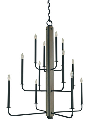 Framburg - 5412 MBLACK - 12 Light Foyer Chandelier - Loft - Matte Black Framburg - 5412 MBLACK - 12 Light Foyer Chandelier - Loft - Matte Black