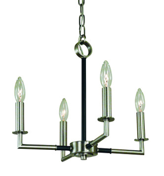 Framburg - L1084 BN/MBLACK - Four Light Chandelier - Schiller - Brushed Nickel with Matte Black Accents Framburg - L1084 BN/MBLACK - Four Light Chandelier - Schiller - Brushed Nickel with Matte Black Accents