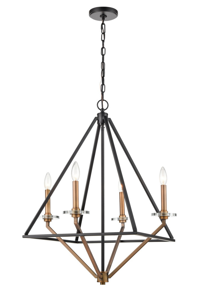 Innovations - 331-4CR-BBG-BB-C35-LED - LED Chandelier - Raleigh - Black Brushed Brass