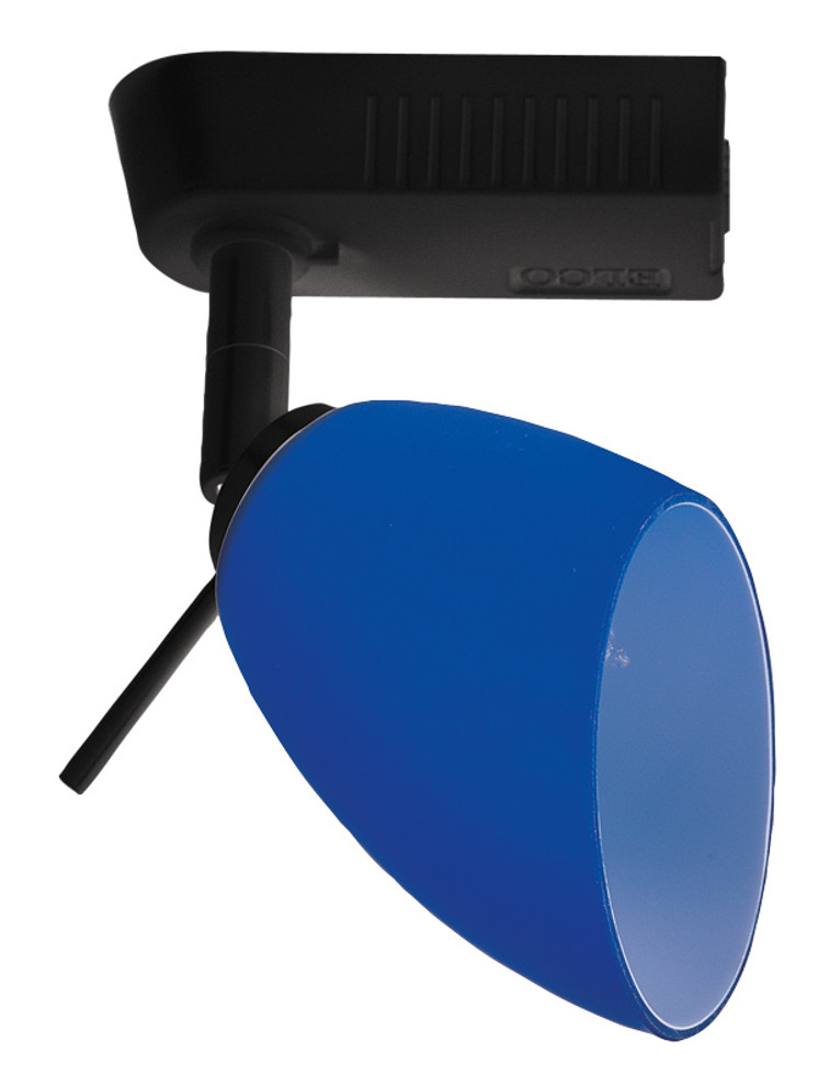 Elco Lighting - ET551B-BL - Low Vltg Trk Hd W/Glass Glb - All Black w/Blue Glass Elco Lighting - ET551B-BL - Low Vltg Trk Hd W/Glass Glb - All Black w/Blue Glass