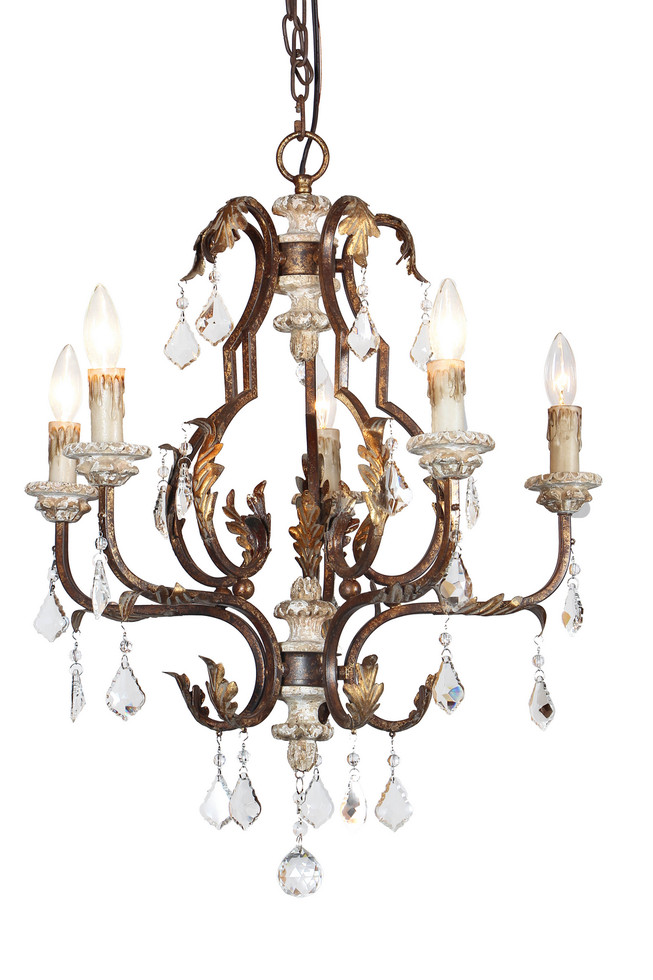 Terracotta Designs - CHAN8136-5 - Five Light Chandelier - Bertina - Iron & Crystal Terracotta Designs - CHAN8136-5 - Five Light Chandelier - Bertina - Iron & Crystal