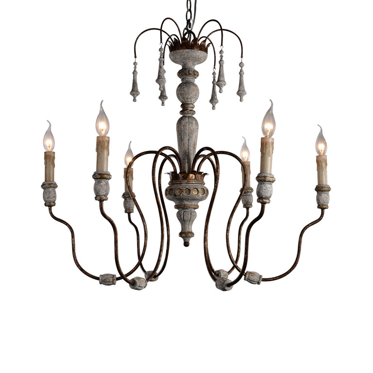 Terracotta Designs - H5104-6 - Six Light Chandelier - Ricarda - French White w/Gold Accent Terracotta Designs - H5104-6 - Six Light Chandelier - Ricarda - French White w/Gold Accent