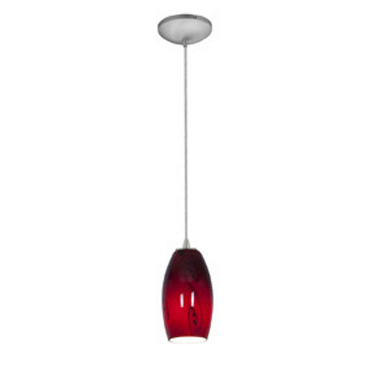 Access - 28011-1C-BS/RUSKY - One Light Pendant - Merlot - Brushed Steel Access - 28011-1C-BS/RUSKY - One Light Pendant - Merlot - Brushed Steel