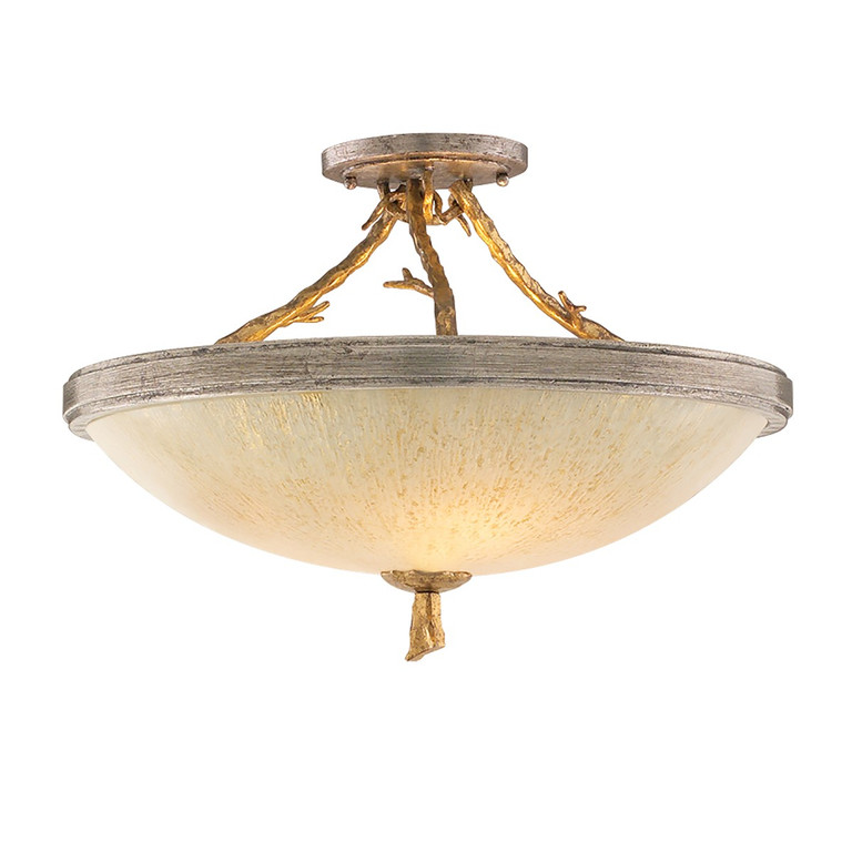Corbett Lighting - 66-33-VGL/SSL - Three Light Semi Flush Mount - Parc Royale - Vintage Gold Leaf Corbett Lighting - 66-33-VGL/SSL - Three Light Semi Flush Mount - Parc Royale - Vintage Gold Leaf