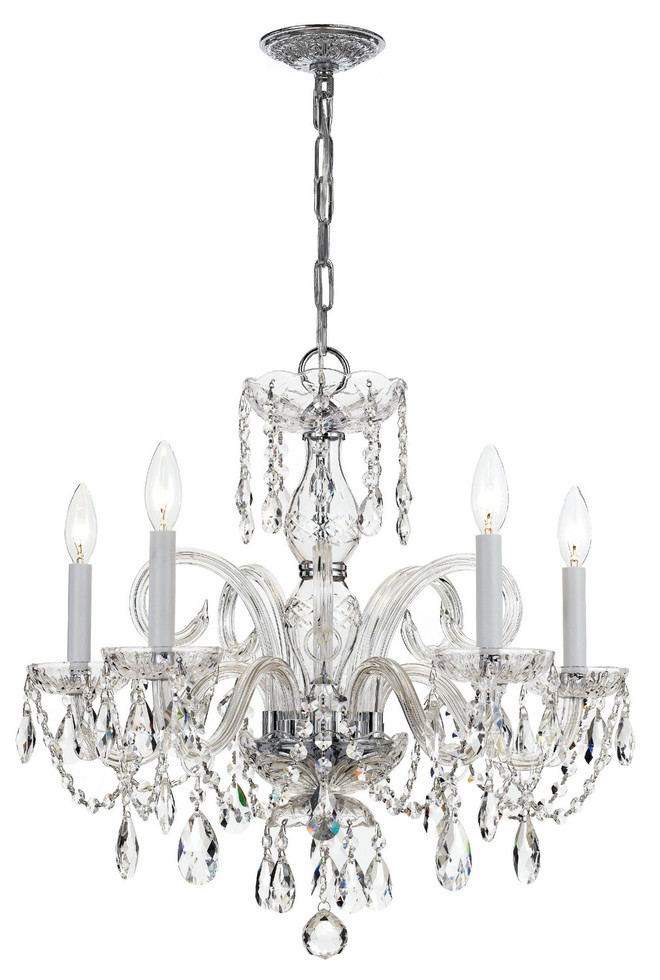 Crystorama - 1005-CH-CL-SAQ - Five Light Chandelier - Traditional Crystal - Polished Chrome Crystorama - 1005-CH-CL-SAQ - Five Light Chandelier - Traditional Crystal - Polished Chrome