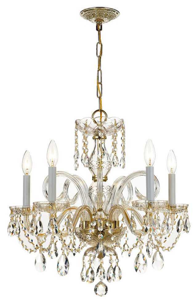 Crystorama - 1005-PB-CL-MWP - Five Light Chandelier - Traditional Crystal - Polished Brass Crystorama - 1005-PB-CL-MWP - Five Light Chandelier - Traditional Crystal - Polished Brass