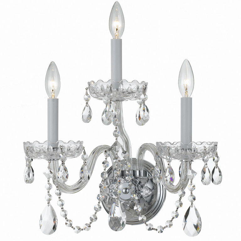 Crystorama - 1033-CH-CL-MWP - Three Light Wall Sconce - Traditional Crystal - Polished Chrome Crystorama - 1033-CH-CL-MWP - Three Light Wall Sconce - Traditional Crystal - Polished Chrome
