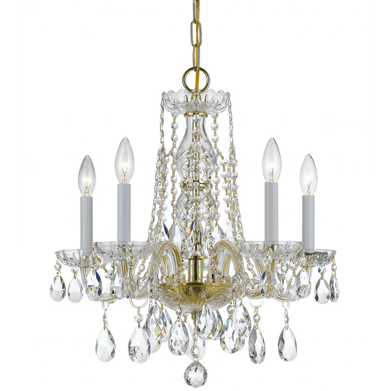 Crystorama - 1061-PB-CL-MWP - Five Light Mini Chandelier - Traditional Crystal - Polished Brass Crystorama - 1061-PB-CL-MWP - Five Light Mini Chandelier - Traditional Crystal - Polished Brass