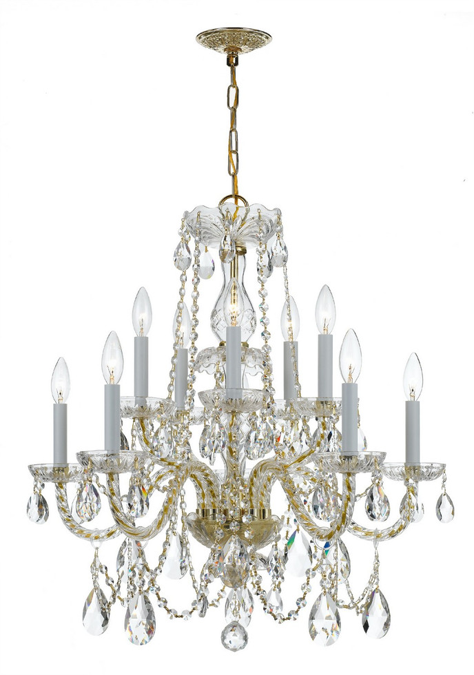 Crystorama - 1130-PB-CL-SAQ - Ten Light Chandelier - Traditional Crystal - Polished Brass Crystorama - 1130-PB-CL-SAQ - Ten Light Chandelier - Traditional Crystal - Polished Brass