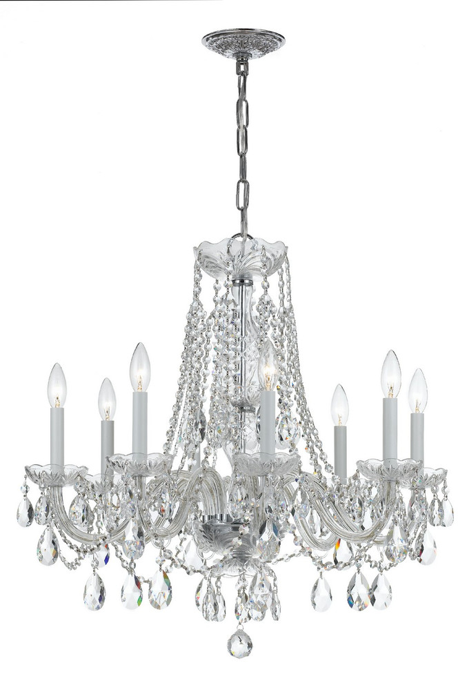 Crystorama - 1138-CH-CL-SAQ - Eight Light Chandelier - Traditional Crystal - Polished Chrome Crystorama - 1138-CH-CL-SAQ - Eight Light Chandelier - Traditional Crystal - Polished Chrome