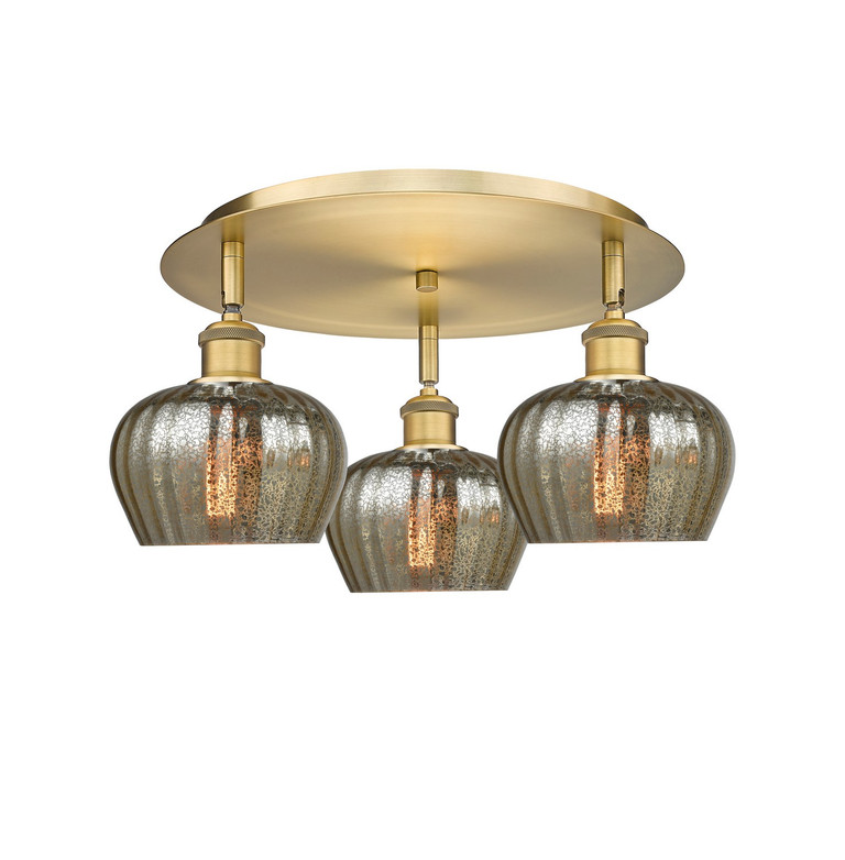 Innovations - 516-3C-BB-G96 - Three Light Flush Mount - Downtown Urban - Brushed Brass