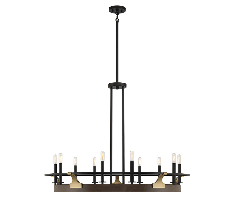 Lighting One E - V6-L1-2932-10-170 - Ten Light Chandelier - Icarus - Burnished Brass W/ Walnut