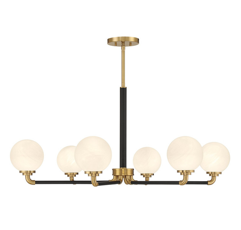 Lighting One E - V6-L1-9606-6-143 - Six Light Chandelier - Dresden - Matte Black w/ Warm Brass