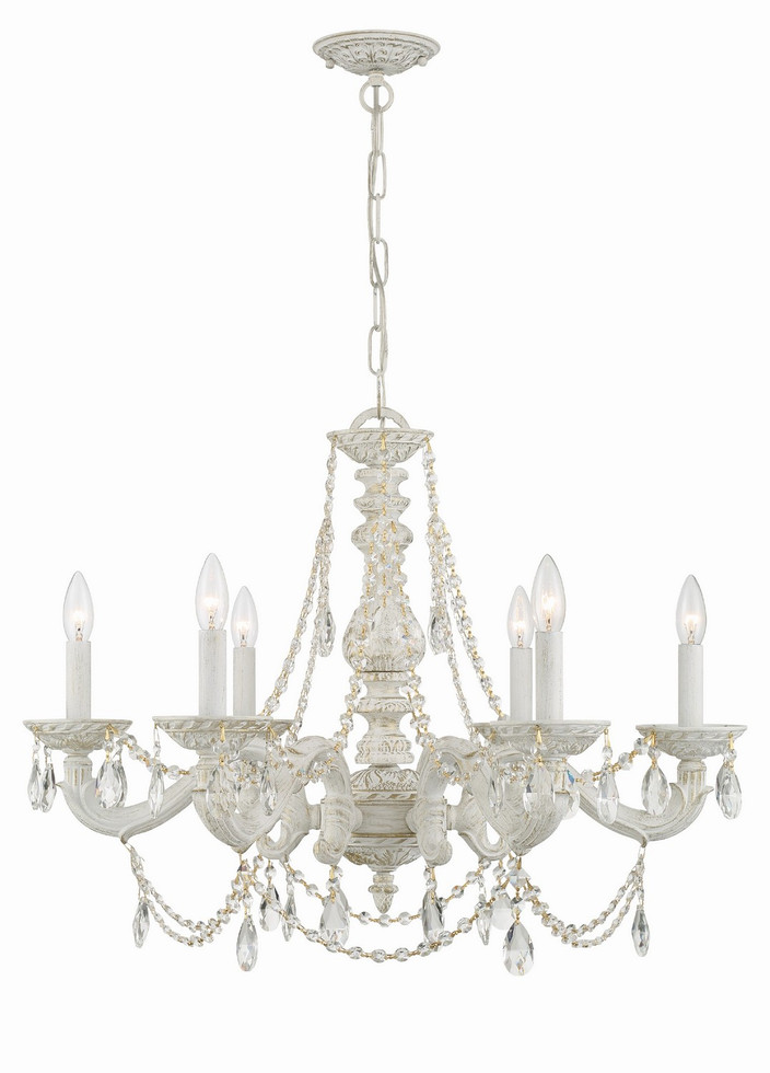 Crystorama - 5026-AW-CL-SAQ - Six Light Chandelier - Paris Market - Antique White Crystorama - 5026-AW-CL-SAQ - Six Light Chandelier - Paris Market - Antique White