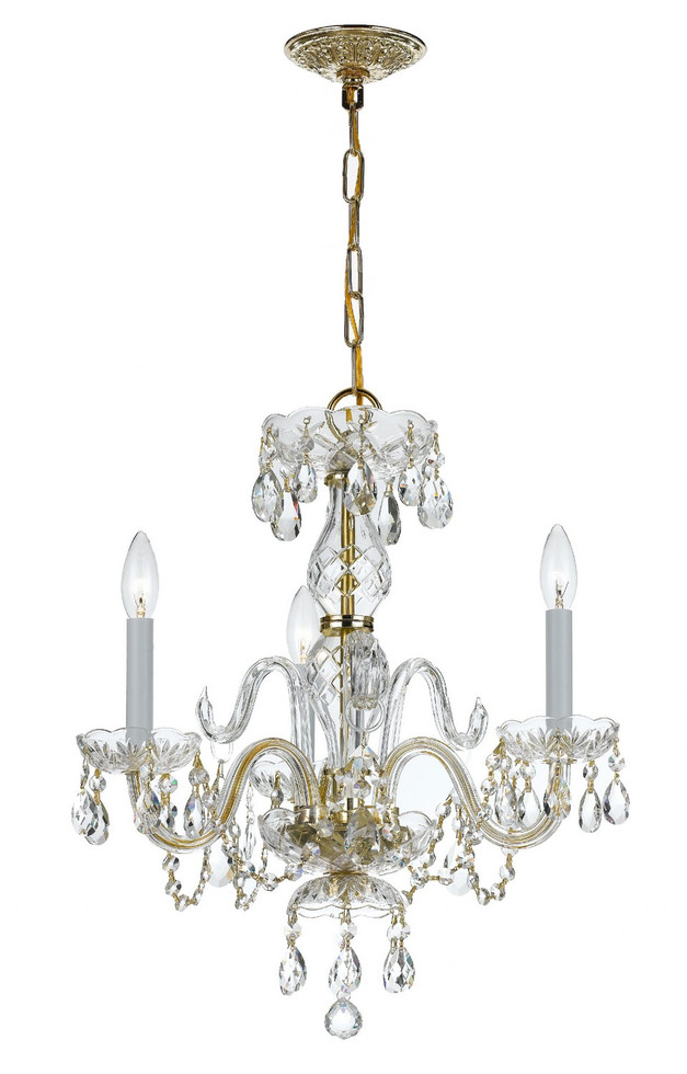 Crystorama - 5044-PB-CL-SAQ - Three Light Mini Chandelier - Traditional Crystal - Polished Brass Crystorama - 5044-PB-CL-SAQ - Three Light Mini Chandelier - Traditional Crystal - Polished Brass