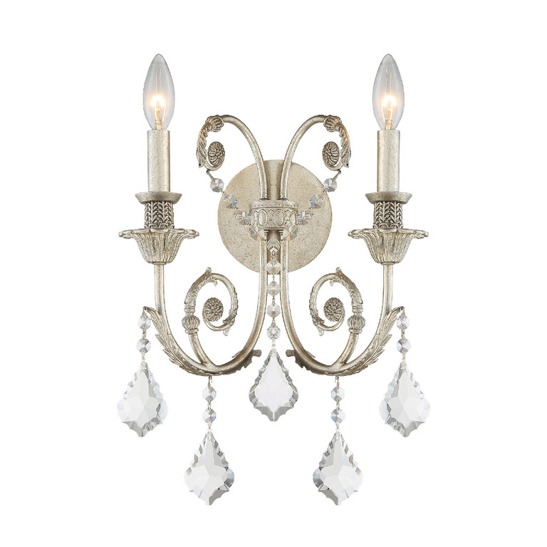 Crystorama - 5112-OS-CL-SAQ - Two Light Wall Sconce - Regis - Olde Silver Crystorama - 5112-OS-CL-SAQ - Two Light Wall Sconce - Regis - Olde Silver