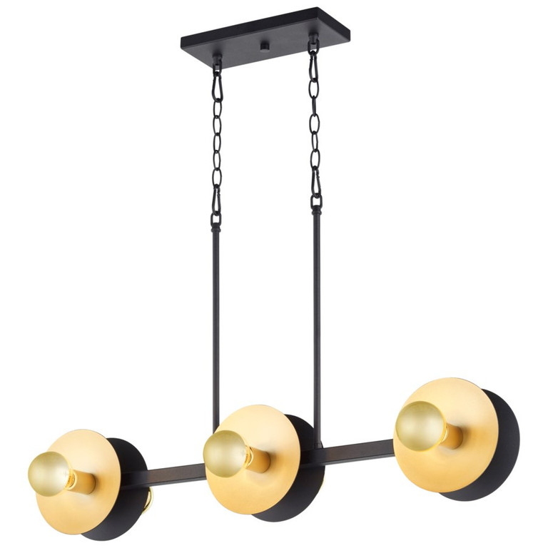 Cyan - 10979 - Six Light Island Pendant - Noir And Gold Leaf Cyan - 10979 - Six Light Island Pendant - Noir And Gold Leaf