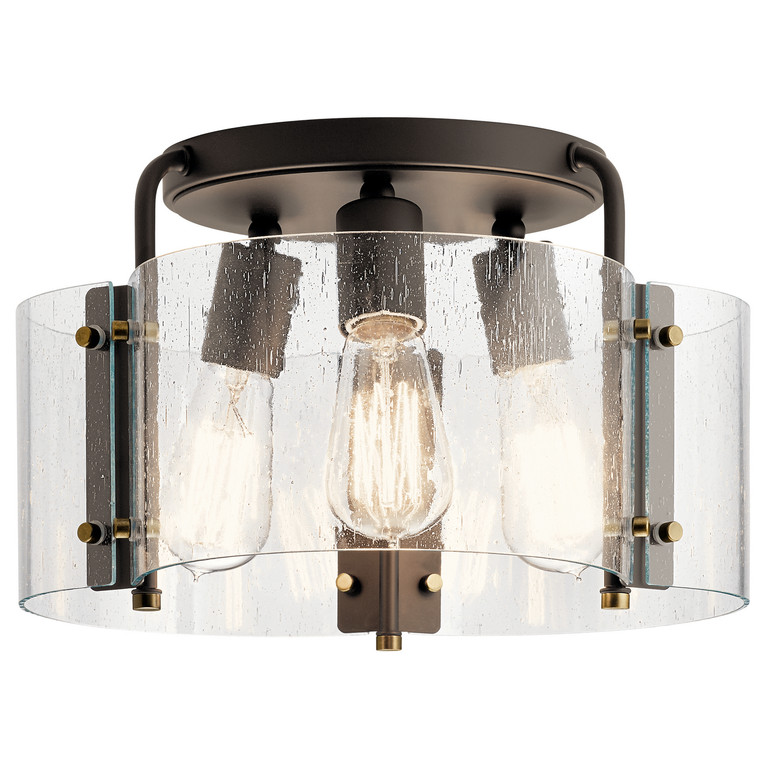 Kichler - 42954OZ - Three Light Semi Flush Mount - Thoreau - Olde Bronze