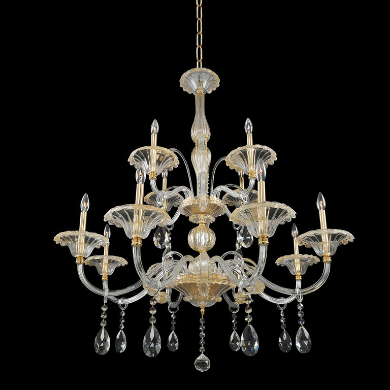 Allegri - 029152-024-FR001 - 12 Light Chandelier - La Rosa - Gold Allegri - 029152-024-FR001 - 12 Light Chandelier - La Rosa - Gold