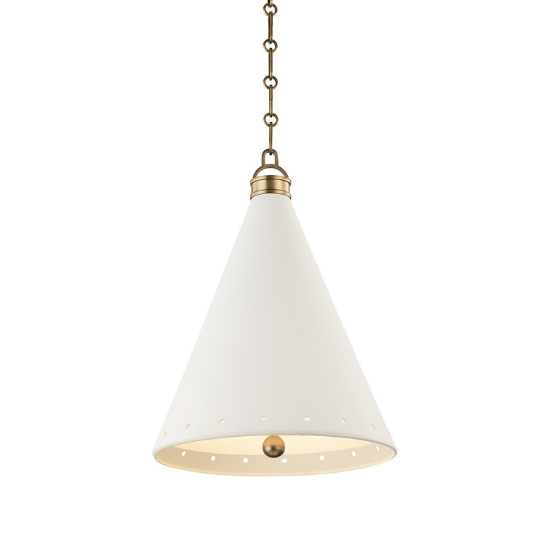 Hudson Valley - MDS401-AGB/WP - One Light Pendant - Plaster No.1 - Aged Brass/White Plaster Hudson Valley - MDS401-AGB/WP - One Light Pendant - Plaster No.1 - Aged Brass/White Plaster