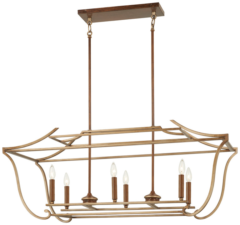 Metropolitan - N6556-690 - Six Light Island Pendant - Magnolia Manor - Pale Gold w/Distressed Bronze