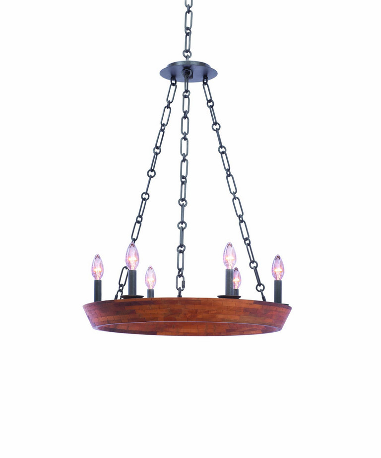 Kalco - 505551BI - Six Light Pendant - Lansdale - Black Iron