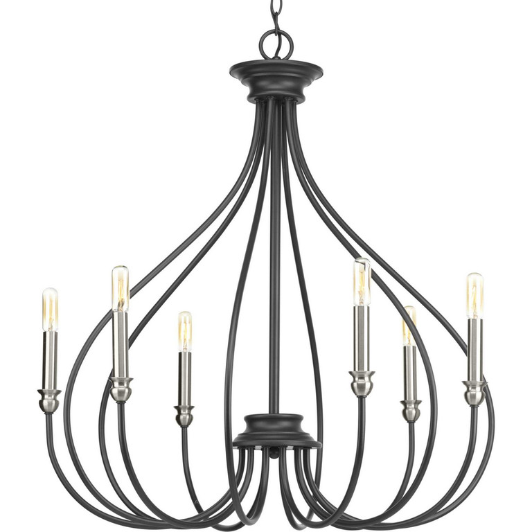 Progress Lighting - P400030-143 - Six Light Chandelier - Whisp - Graphite Progress Lighting - P400030-143 - Six Light Chandelier - Whisp - Graphite