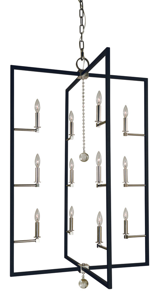 Framburg - 5369 PN/MBLACK - 12 Light Foyer Chandelier - Minimalist Elegant - Polished Nickel/Matte Black Framburg - 5369 PN/MBLACK - 12 Light Foyer Chandelier - Minimalist Elegant - Polished Nickel/Matte Black