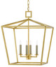 Currey and Company - 9000-0457 - Four Light Lantern - Denison Collection - Contemporary Gold Leaf