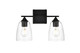 Elegant Lighting - LD7309W15BLK - Two Light Bath Sconce - Harris - Black And Clear
