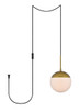 Elegant Lighting - LDPG6030BR - One Light Plug in Pendant - Eclipse - Brass And Frosted White