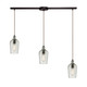 ELK Home - 10331/3L-CLR - Three Light Pendant - Hammered Glass - Oil Rubbed Bronze