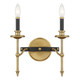 Savoy House - 9-9510-2-143 - Two Light Wall Sconce - Consulate - Matte Black and Warm Brass