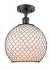 manufacturer_finish:Matte Black|manufacturer_glass:White Large Farmhouse Glass with Black Chicken Wire|light_source:Incandescent|light_output:220.00lm|color_temperature:2200K|cri:99