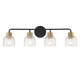 Lighting One E - V6-L8-5900-4-143 - Four Light Bathroom Vanity - Flagler - Matte Black w/ Warm Brass