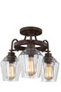 Kalco - 508740BS - Three Light Semi Flush Mount - Allegheny - Brownstone