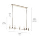Torvee Five Light Linear Chandelier (52425PN)