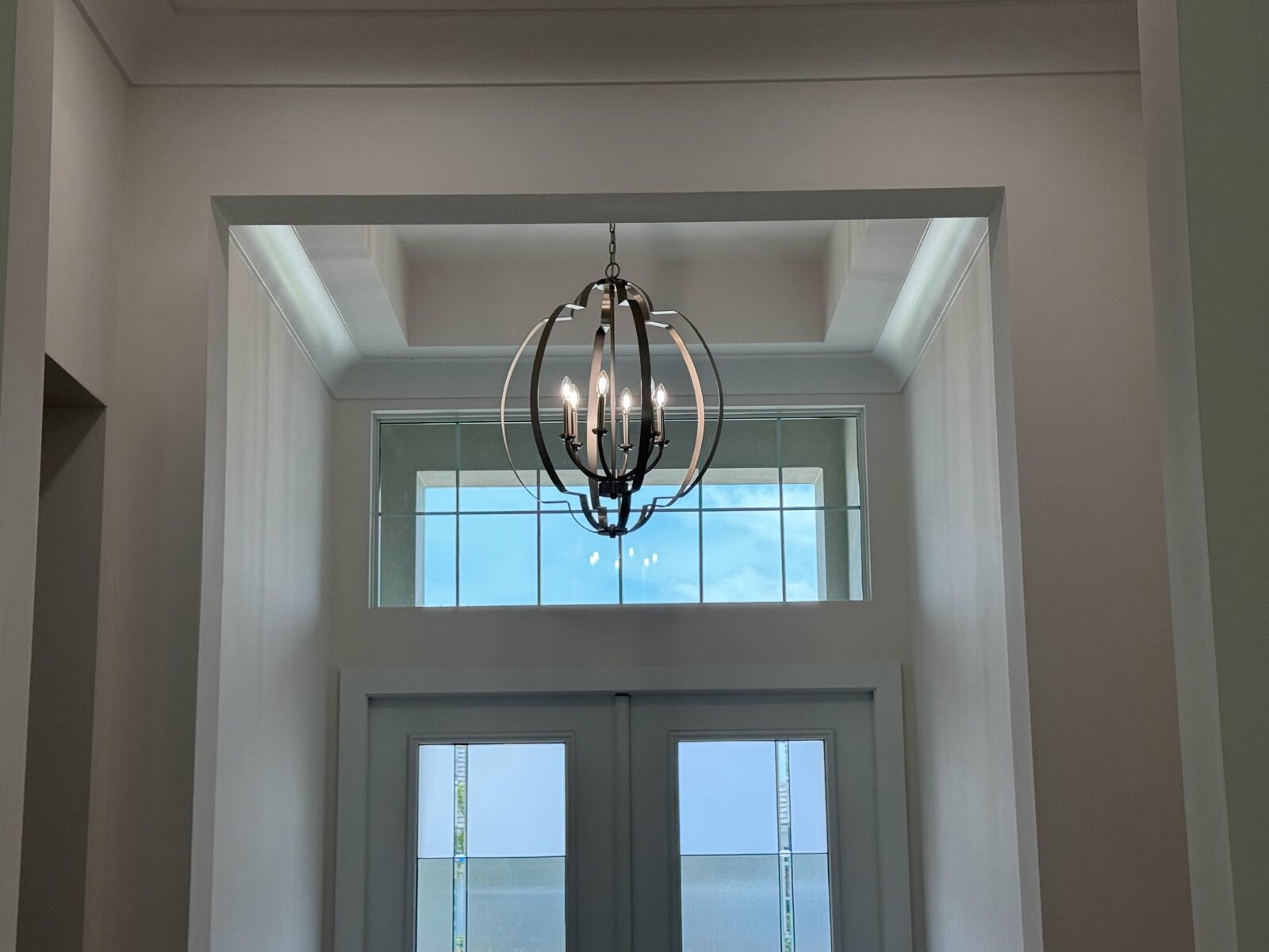 metal oval entryway chandelier