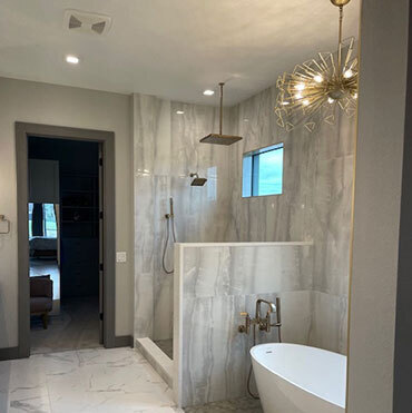 hanging light in a bathroom